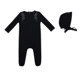 MINILABEL 2PC FLORAL WREATH FOOTIE WITH BONNET SET